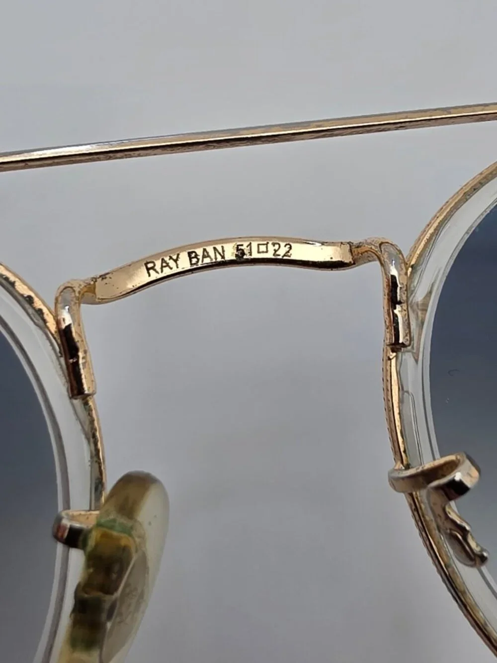 Ray-Ban RB3647N Round Double Bridge Gold Frame Blue Lens Aviator Sunglasses 51mm